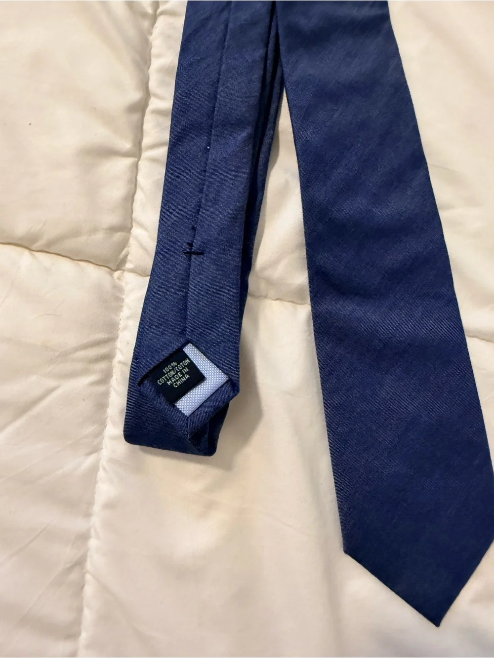 Tommy Hilfiger Men’s Necktie Classic Solid Navy Blue 100% Cotton Designer Tie